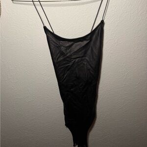 Forever 21 Leather Black Bodysuit Top
